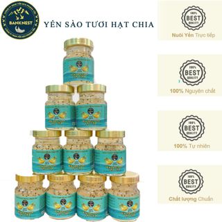 [Hộp 6 hũ] Yến sào tươi chưng hạt chia BANKNEST - 25% sợi yến tổ - Yến thật nguyên chất giá sỉ