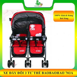 Xe đẩy đôi Baobaohao 703A 3 tư thế - Kèm màn che (Bảo hành 1 năm) giá sỉ