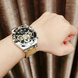 ĐỒNG HỒ GUEES NAM NÂU DA LỘN CHÍNH HÃNG