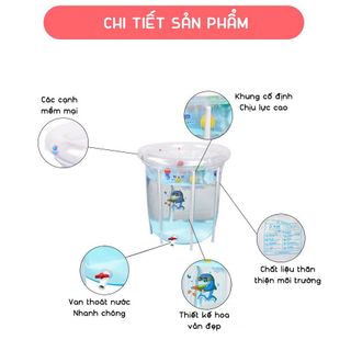 Bể Bơi Thành Cao Doctor Dolphin Cho Bé 80cmx80cm tặng kèm phao đỡ cổ