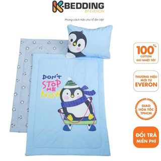 Bộ tấm trải nệm ngủ trẻ em Kbedding By Everon chất vải cotton hình chim cánh cụt Pingu an toàn cho bé giá sỉ