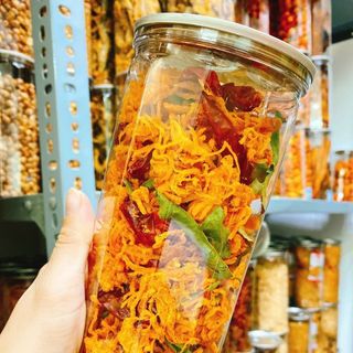 Khô gà lá chanh đóng hũ pet 300g, khô gà loại 1, ăn là nghiền