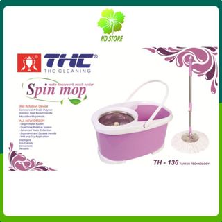 Bộ lau nhà thông minh Spin mop TH136 - mâm lồng giặt Inox cao cấp