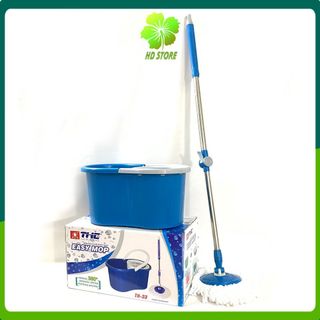 Bộ thùng cây lau nhà thông minh 360 độ tự vắt Easy Mop Model TH33 - cây lau inox bàn xoay nhựa