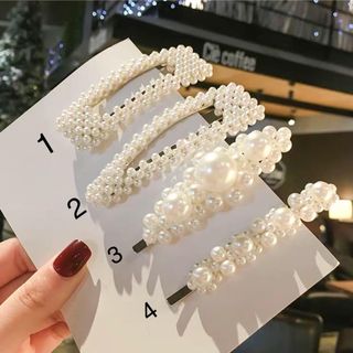 Set 4 Kẹp Tóc Ngọc Trai Nhân Tạo Siêu Sang Chảnh Cho Các Nàng Điệu