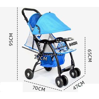 Xe nôi đẩy gấp gọn nhiều tư thế phần lưng nằm bằng lưới Baobaohao 722C (hình thực tế)