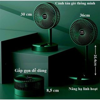 Quạt tích điện Super 3 cấp độ mini để bàn gấp gọn tiện dụng thời gian sử dụng tới 8 tiếng