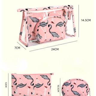 Bộ 3 Túi Đựng Mỹ Phẩm Hạc Hồng