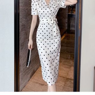 ĐẦM CHẤM BI THẮT NƠ EO - DT1630