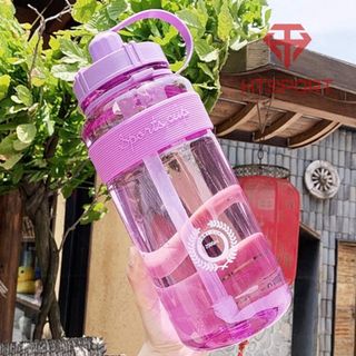 Bình Đựng Nước Thể Thao Tập Gym 2000ml dành cho người lười uống nước có dây đeo và ống hút tiện lợi