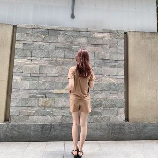 Sét bộ nữ ,đồ bộ đùi nữ thun coton sufa,áo lệch tà ,thời trang xuân hè BĐ05-Cà phê