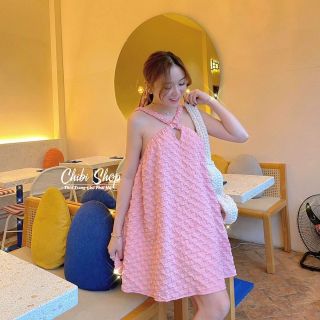 Đầm maxi đi biển cổ yếm dây chéo, hở vai thả dáng siêu xinh giá sỉ - giá bán buôn