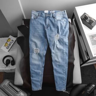 Quần jean nam bigsize màu xanh rách sz 70kg - 120kg