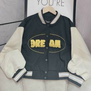 Áo khoác croptop kiểu bomber logo thêu nổi chữ Dream form dưới 60kg