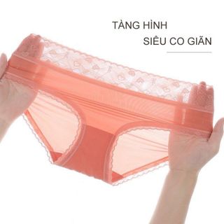 Quần Lót Nữ Su Lụa Sữa Tàng Hình Cạp Ren Họa Tiết Tim 9909
