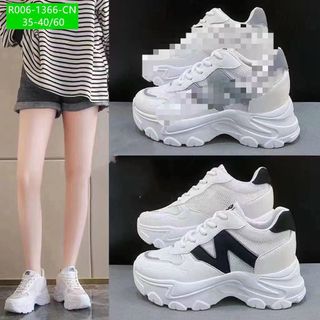 Giày thể thao nữ màu trắng độn đế