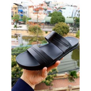 Dép Nam da 2 quai ngang thời trang cao cấp chất da bò thật 100% đế cao su siêu mềm đi êm chân