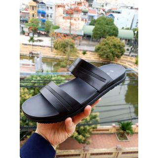 Dép Nam da 2 quai ngang thời trang cao cấp chất da bò thật 100% đế cao su siêu mềm đi êm chân