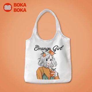 Túi vải canvas Orange Girl quai tròn giá sỉ