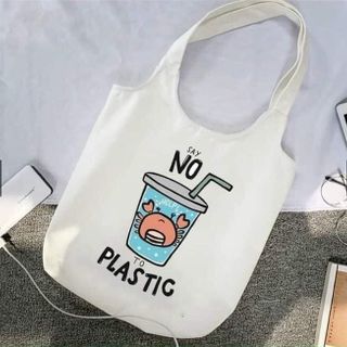 Túi vải canvas Orange Girl quai tròn