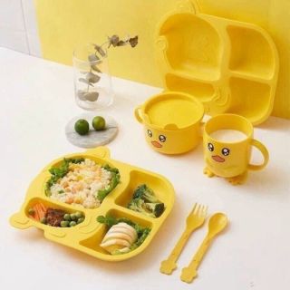 Set 5 chi tiết ăn dặm hình Vịt Vàng ngộ nghĩnh đáng yêu cho bé giá sỉ