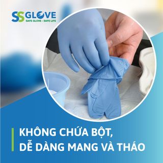 Găng Tay Y Tế SSG Nitrile Exam Gloves không bột, màu xanh 1 Hộp 100 chiếc (size S/ M/ L)