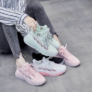 Giày thể thao nữ đế mềm thoáng khí, dệt kim cao cấp, giày thể thao hàn quốc, giày nữ