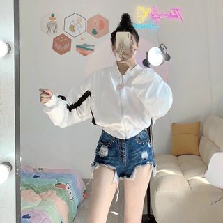 Áo khoác dù croptop form rộng cánh dơi 2 lớp
