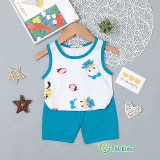 Bộ ba lỗ phối viền bé trai bé gái chất thun lạnh