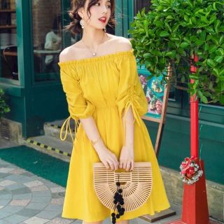 Đầm trễ vai dây rút thời trang XK1547