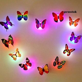 Đèn ngủ LED nhiều màu hình bướm dán tường trang trí phòng ngủ