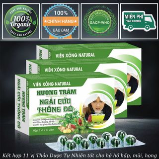 VIÊN XÔNG NATURAL 11 Vị Thảo Dược Giúp Thông Mũi, Giải Cảm, Giảm Ho