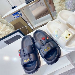 Dép bánh mỳ nâng đế họa tiết mèo mang êm 3f
