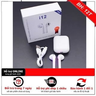 Tai Nghe không dây i12 Cảm Ứng Cực Nhạy, Pin 4 tiếng, Âm thanh HIFI, Bass, Chơi Game, Chống Ồn