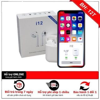Tai Nghe không dây i12 Cảm Ứng Cực Nhạy, Pin 4 tiếng, Âm thanh HIFI, Bass, Chơi Game, Chống Ồn