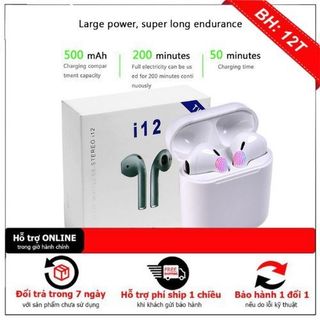 Tai Nghe không dây i12 Cảm Ứng Cực Nhạy, Pin 4 tiếng, Âm thanh HIFI, Bass, Chơi Game, Chống Ồn