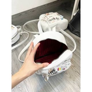 Ba Lô Da pu Mini Hình Gấu Graffiti Phong Cách Hàn Quốc Dành Cho Nữ