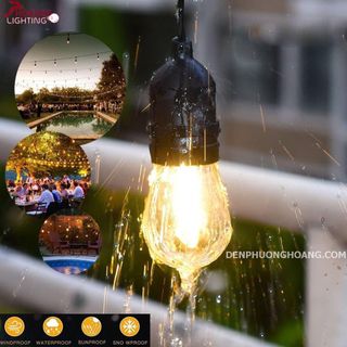 Đèn dây trang trí ngoài trời 3.5m 10 ĐUI, 5M 10 đui,10m 20 ĐUI kín nước (IP65)