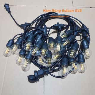 Đèn dây trang trí ngoài trời 3.5m 10 ĐUI, 5M 10 đui,10m 20 ĐUI kín nước (IP65)