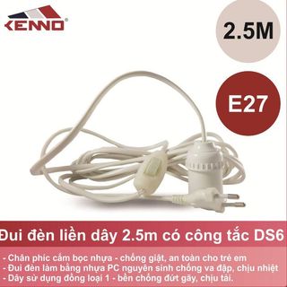 Đui đèn liền dây DS6 có công tắc dây dài 2.5m hàng BH chính hãng