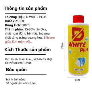 Tẩy Trắng quần áo D White 500ml ( Nhập Khẩu Đức 100%)- Tẩy mốc, tẩy ố vàng, Tẩy trắng quần áo