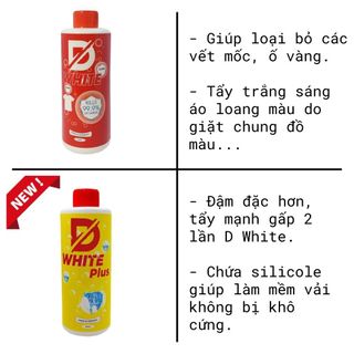 Tẩy Trắng quần áo D White 500ml ( Nhập Khẩu Đức 100%)- Tẩy mốc, tẩy ố vàng, Tẩy trắng quần áo