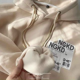 Áo hoodie logo in NGKD nón 2 lớp rộng trùm qua đầu form dưới 70kg