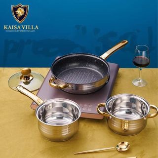 Bộ nồi Thuỵ Sĩ Kaisavilla inox 304 cao cấp đáy 9 lớp 6 món KV - 6618