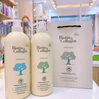 Cặp Dầu Gội Xả Biotin & Collagen Trắng 1000ml Giảm Rụng Tóc, Kích Mọc Tóc, Phục Hồi Tóc Khô Xơ, Hư Tổn