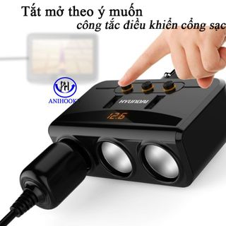 Tẩu sạc chính hãng Huyndai, bộ chia tẩu, bộ sạc ô tô 3 TẨU Anihooky