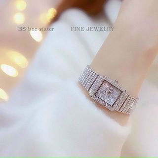 Đồng hồ bs vuông full đá sieu me đẹp