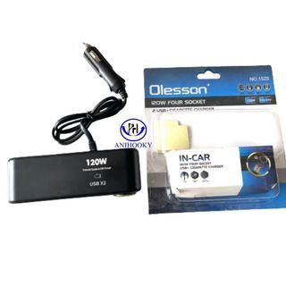 Tẩu sạc ô tô, bộ chia sạc ô tô có dây 03 tẩu 02 usb 01 tẩu thuốc cao cấp Anihooky