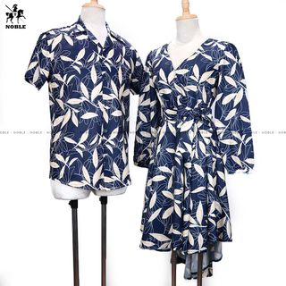 Set đồ đôi áo sơ mi nam, đầm nữ thiết kế đi biển, đi du lịch thời trang Miamo TN001 (ảnh thật)