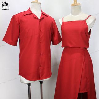 Set đồ đôi áo sơ mi nam, váy nữ xẻ tà hàn quốc thời trang Miamo TN301 (Kèm ảnh thật)